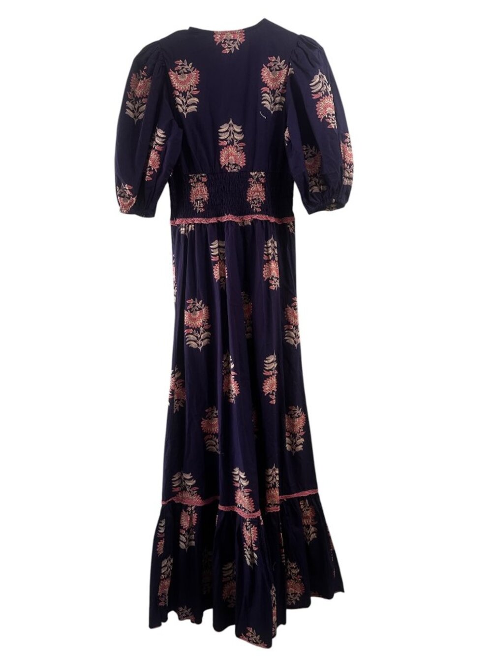 SONMER Peasant Magnolia Maxi Dress Small Womens Purple Ballon Sleeves Smocked - Picture 4 of 16